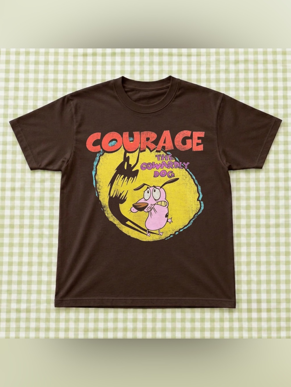 Courage the Cowardly Dog Graphic Tee - Dark Brown Vintage Unisex